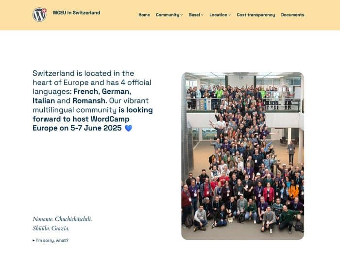 WCEU2025 application website capture