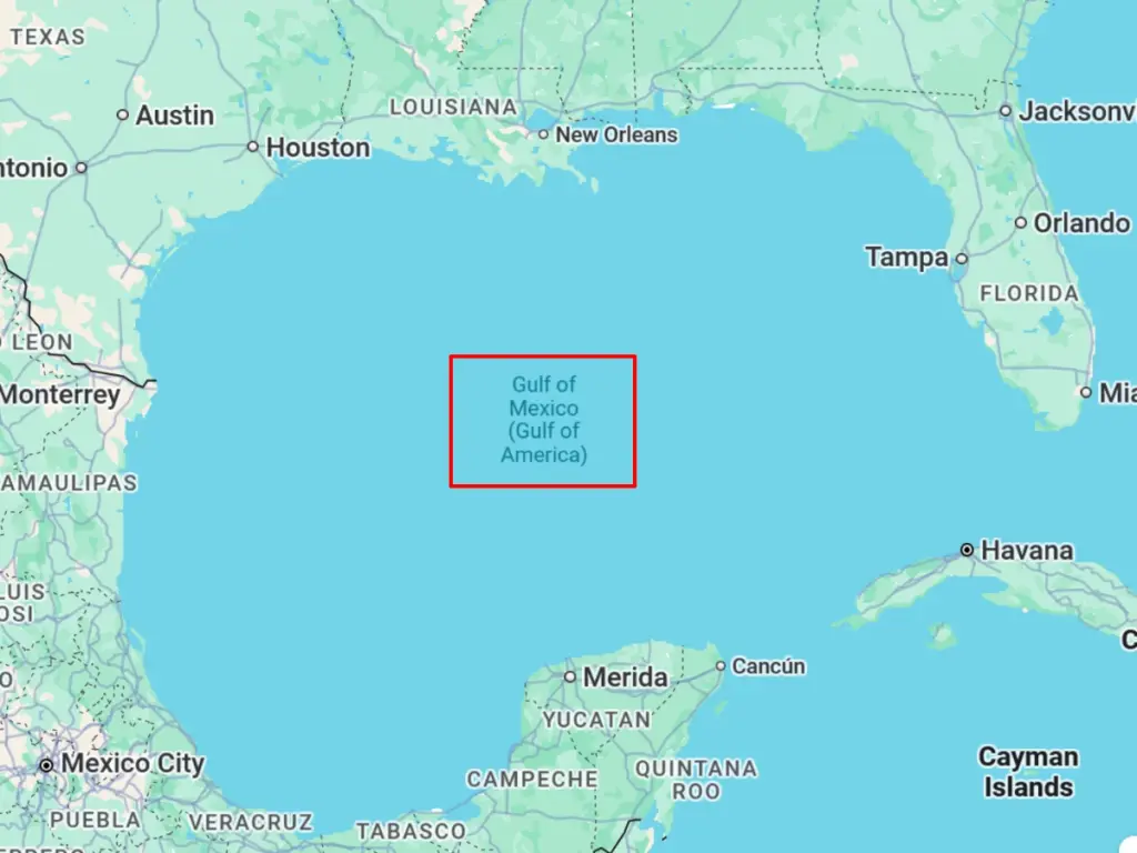 Google Maps capture of the Gulf of Mexico