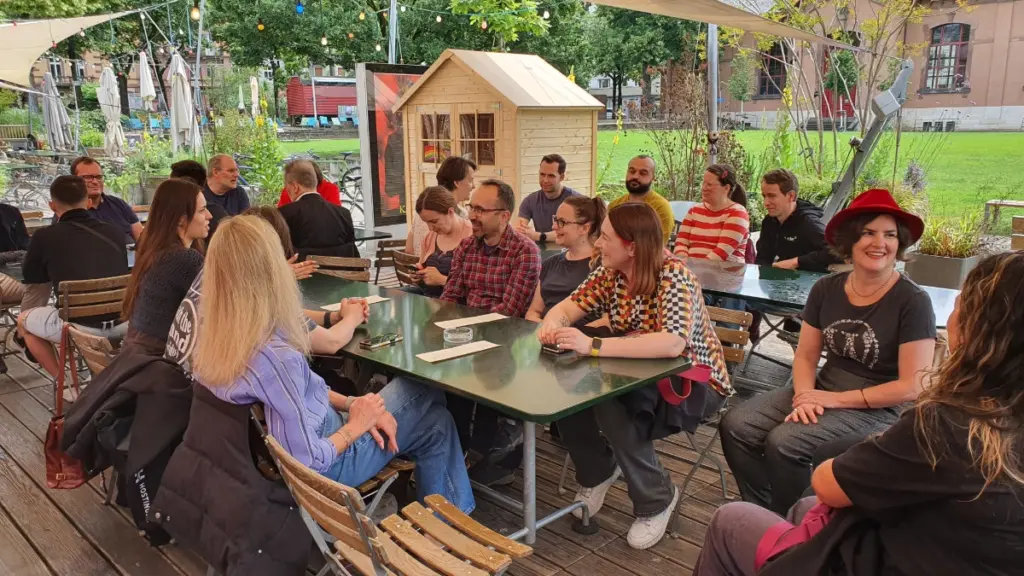 Group of people at a café table