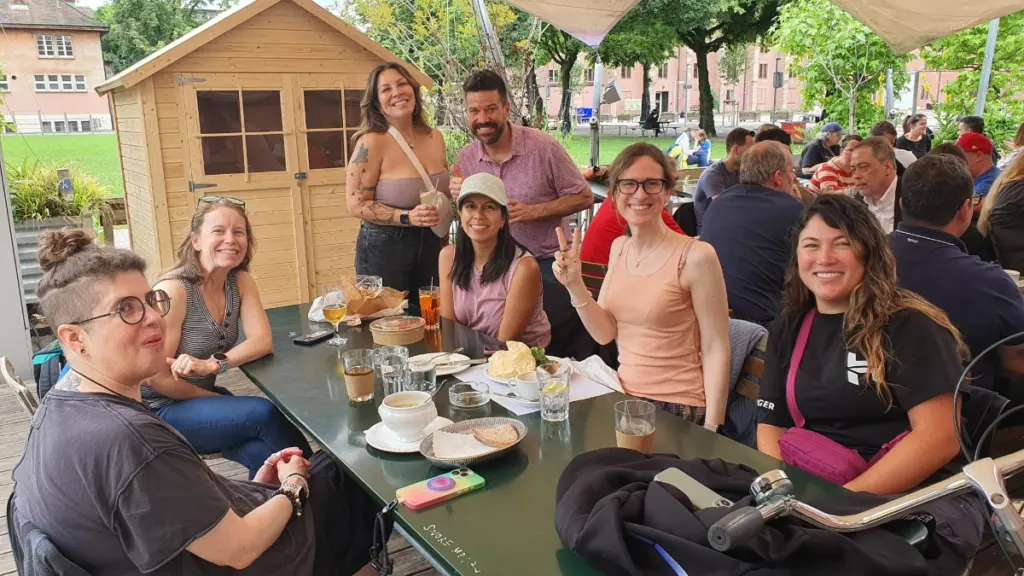Group of people at a café table