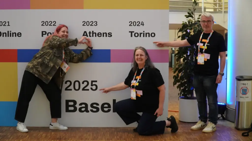 Three years, three organisers. Evangelia, Patricia and Francesco. Photo by Sebastián Echeverri Jaramillo