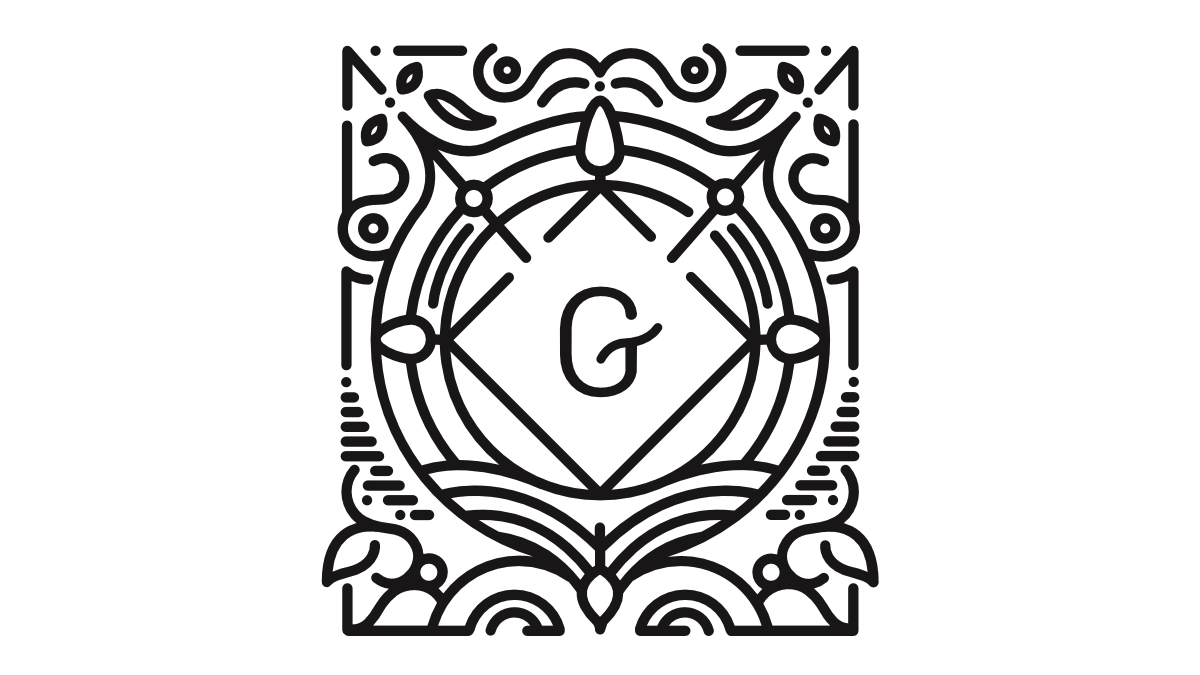 The Gutenberg logo in black, on white background. Made by Cristel Rossignol, and is released under the GPL license