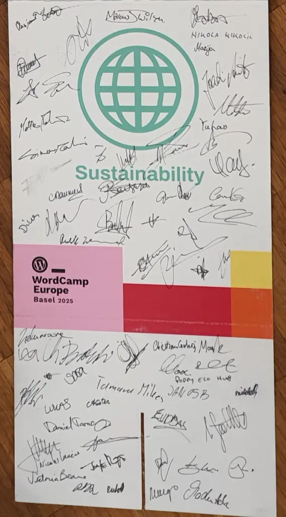 Photo of signatures on the Sustainability sign 3/6