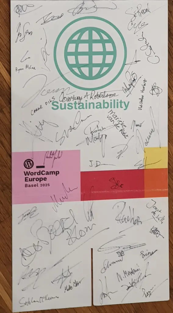 Photo of signatures on the Sustainability sign 4/6